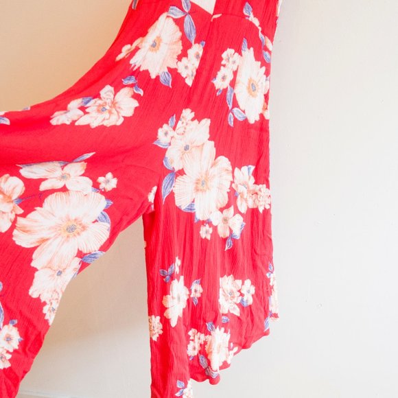 Red Floral Jumpsuit - Picture 2 of 7